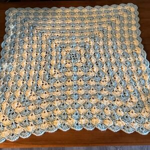 Handmade Crochet Baby Blanket Green Yellow Lap‎ Baby Blanket Afghan Throw Granny